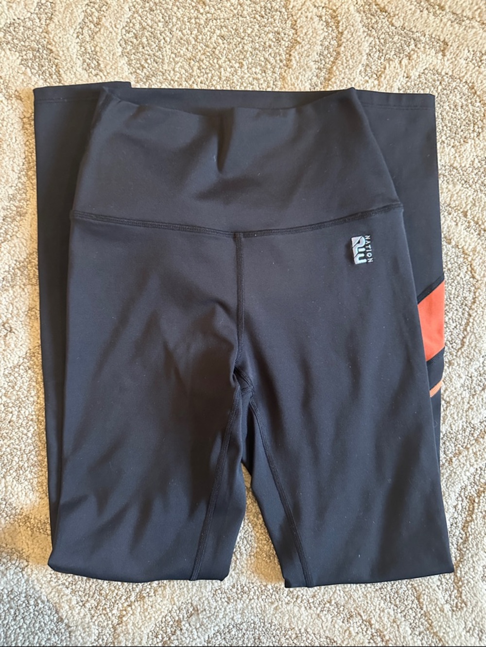 P.E Nation Black Leggings with Orange Side Stripe
